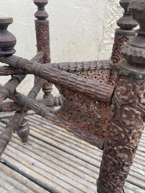 ANTIQUE GENERAL KNOWLES CB 1896 ANGLO INDIAN BRASS TOP TABLE - ADDITIONAL PHOTO 7