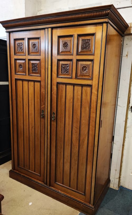 SUPERB VICTORIAN ARTS AND CRAFTS 2 DOOR WARDROBE ATTR TO GILLOWS - ADDITIONAL PHOTO 16