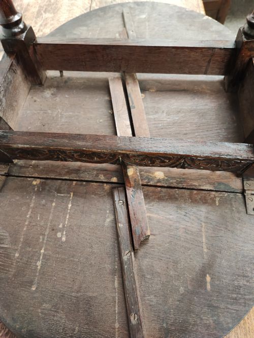 ANTIQUE OAK DROP FLAP COFFEE TABLE - ADDITIONAL PHOTO 6