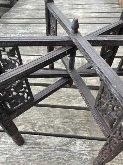 ANTIQUE COLONIAL BRASS TOP COFFEE OR TIFFIN TABLE - ADDITIONAL PHOTO 4