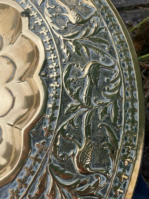 ANTIQUE COLONIAL BRASS TOP COFFEE OR TIFFIN TABLE - ADDITIONAL PHOTO 5