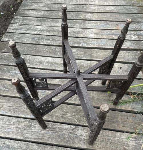 ANTIQUE COLONIAL BRASS TOP COFFEE OR TIFFIN TABLE - ADDITIONAL PHOTO 7