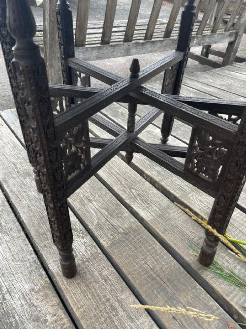 ANTIQUE COLONIAL BRASS TOP COFFEE OR TIFFIN TABLE - ADDITIONAL PHOTO 8