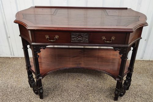 SUPERB19C CARVED MAHOGANY WRITING TABLE - ADDITIONAL PHOTO 3