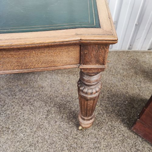 19C BLEACHED OAK LIBRARY TABLE - ADDITIONAL PHOTO 6