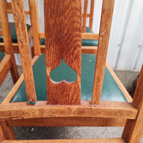 SET OF 6 GOLDEN OAK ARTS AND CRAFTS DINING CHAIRS - ADDITIONAL PHOTO 3