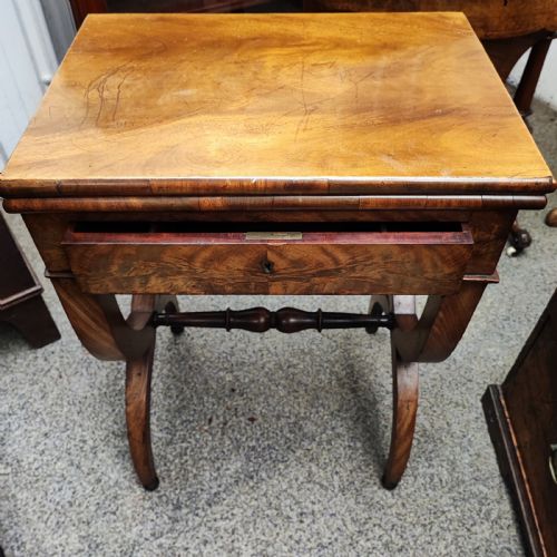 antique small french charlesx mahogany lamp card table - CATEGORY: ANTIQUE TABLES - DATED 19TH CENTURY