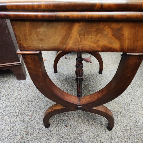 ANTIQUE SMALL FRENCH CHARLESX MAHOGANY LAMP CARD TABLE - ADDITIONAL PHOTO 2