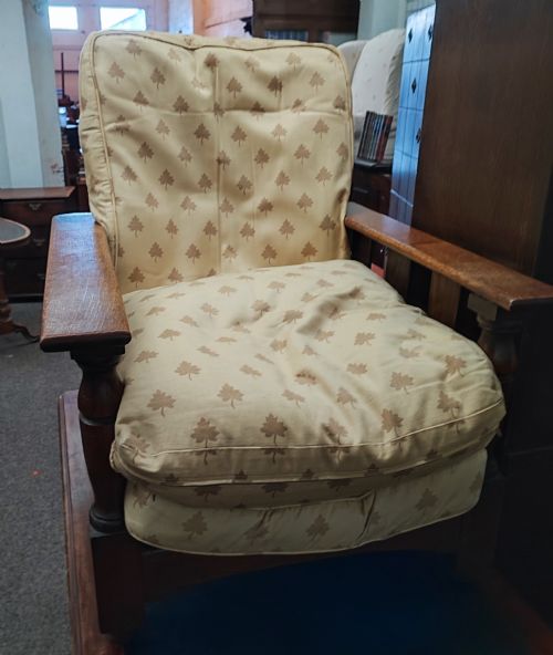 FINE RECLINING ARTS AND CRAFTS OAK ARM CHAIR - ADDITIONAL PHOTO 3