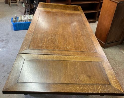 SUPERB LARGE ANTIQUE DRAW LEAF REFECTORY DINING TABLE - ADDITIONAL PHOTO 2