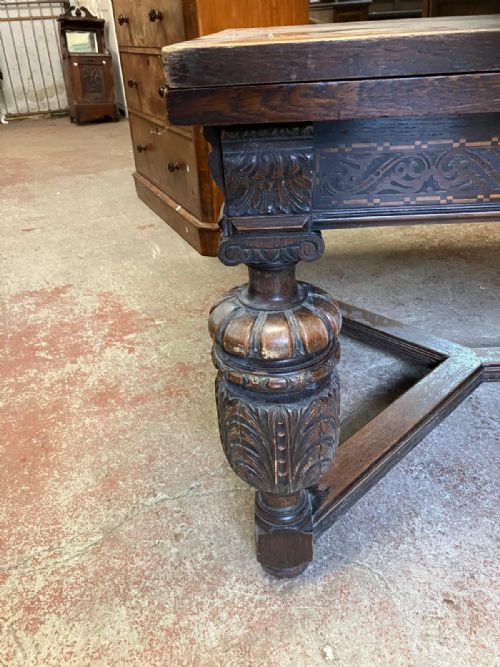 SUPERB LARGE ANTIQUE DRAW LEAF REFECTORY DINING TABLE - ADDITIONAL PHOTO 3