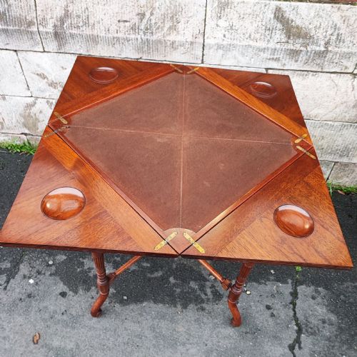 VICTORIAN WALNUT ENVELOPE CARD TABLE - ADDITIONAL PHOTO 4