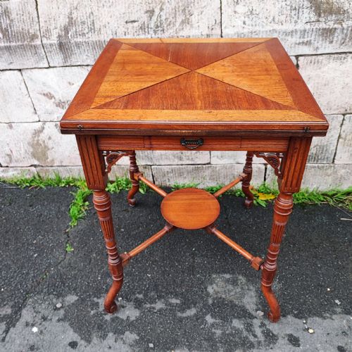 VICTORIAN WALNUT ENVELOPE CARD TABLE - ADDITIONAL PHOTO 5