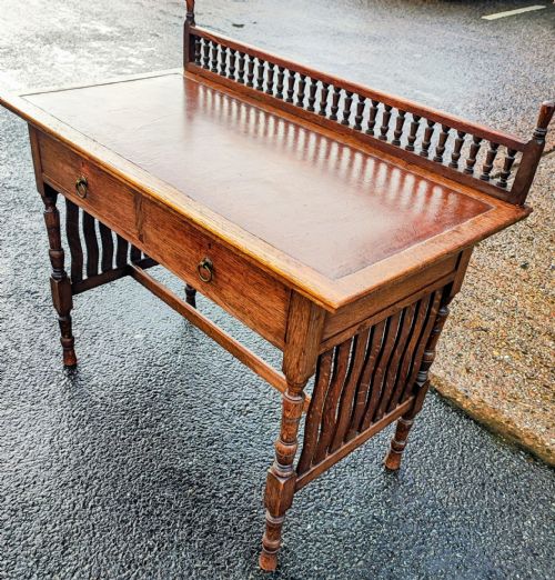 liberty of london oak arts and crafts writing table - CATEGORY: ANTIQUE TABLES - DATED EDWARDIAN