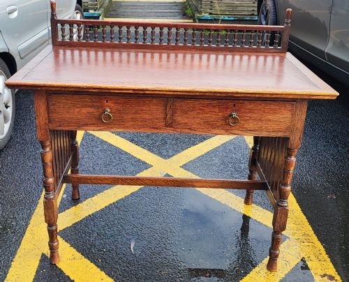 LIBERTY OF LONDON OAK ARTS AND CRAFTS WRITING TABLE - ADDITIONAL PHOTO 1