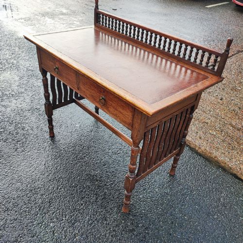 LIBERTY OF LONDON OAK ARTS AND CRAFTS WRITING TABLE - ADDITIONAL PHOTO 7