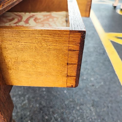 LIBERTY OF LONDON OAK ARTS AND CRAFTS WRITING TABLE - ADDITIONAL PHOTO 9
