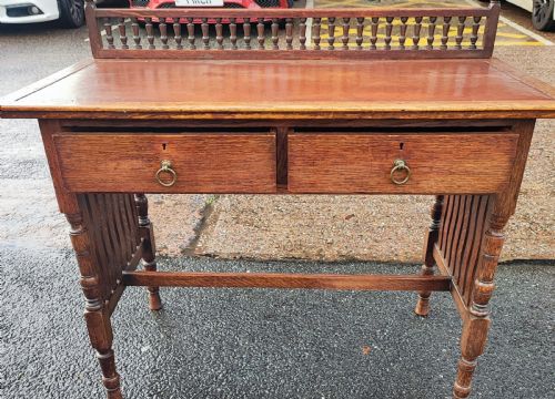 LIBERTY OF LONDON OAK ARTS AND CRAFTS WRITING TABLE - ADDITIONAL PHOTO 10