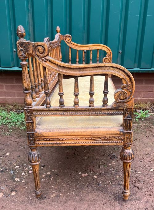 ANTIQUE SMALL FRENCH SOFA IN LIGHT OAK - ADDITIONAL PHOTO 1