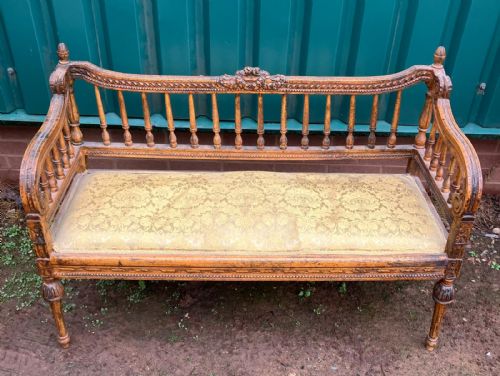ANTIQUE SMALL FRENCH SOFA IN LIGHT OAK - ADDITIONAL PHOTO 2
