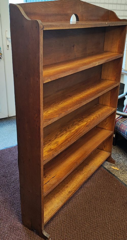 EDWARDIAN OAK OPEN BOOKCASE - ADDITIONAL PHOTO 3