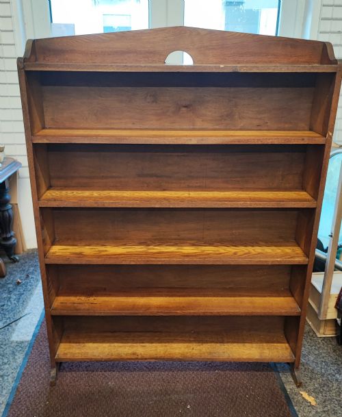 EDWARDIAN OAK OPEN BOOKCASE - ADDITIONAL PHOTO 7