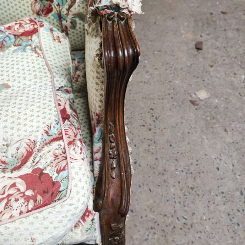FINE LARGE FRENCH WALNUT WING ARMCHAIR - ADDITIONAL PHOTO 2