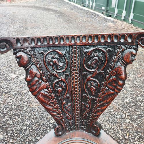 SUPERB PAIR OF CARVED ITALIAN OAK HALL CHAIRS - ADDITIONAL PHOTO 2
