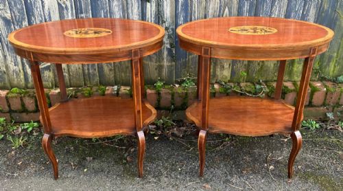 superb and rare pair of edwardian inlaid side tables - CATEGORY: ANTIQUE TABLES - DATED EDWARDIAN