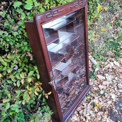 ANTIQUE ORIENTAL HARDWOOD WALL MOUNTED COLLECTORS CABINET - ADDITIONAL PHOTO 4