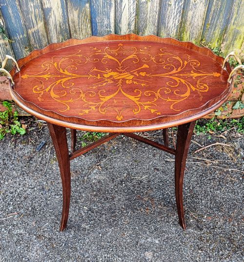 ANTIQUE TRAY TOP SIDE TABLE - ADDITIONAL PHOTO 2