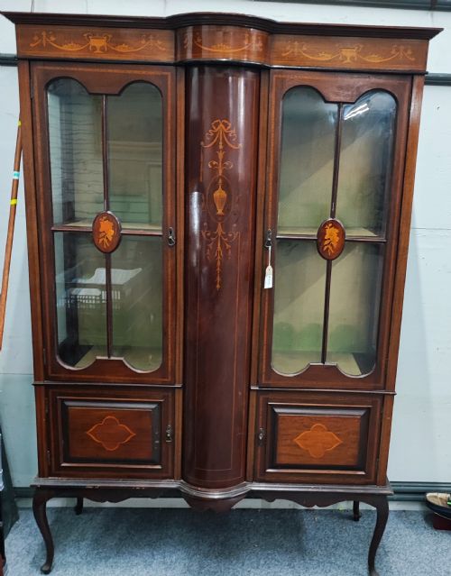 ATTRACTIVE EDWARDIAN INLAID DISPLAY CABINET