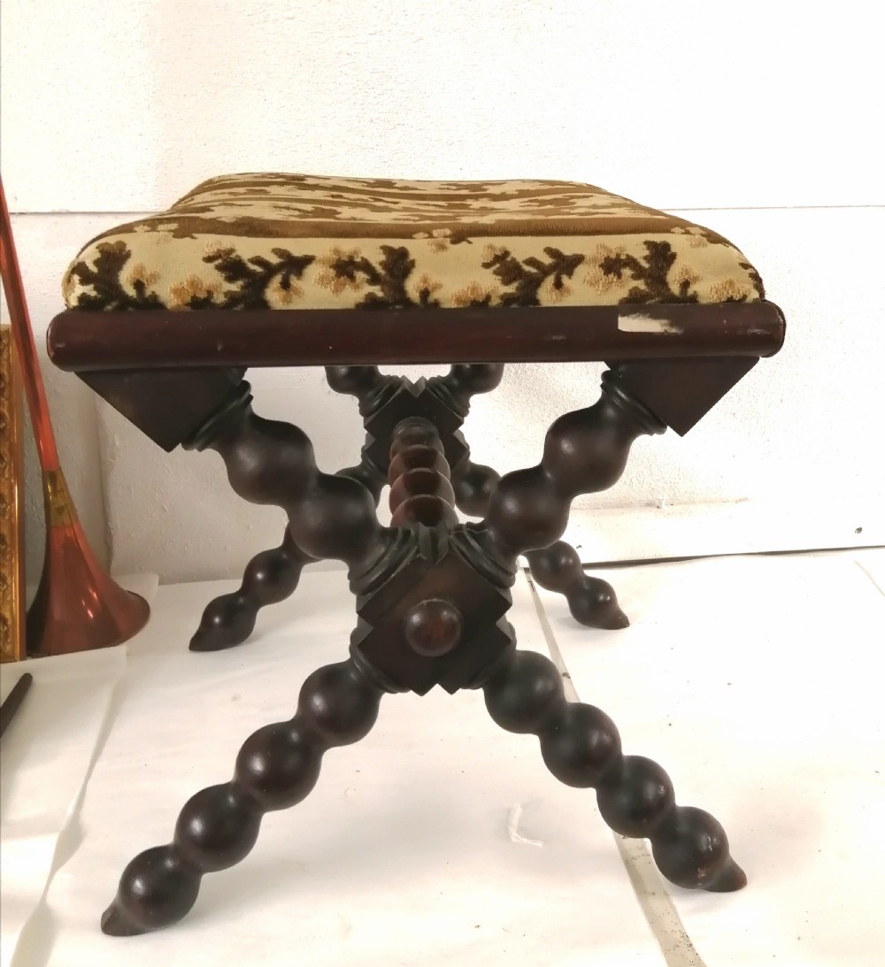 19c Bobbin stool in mahogany.