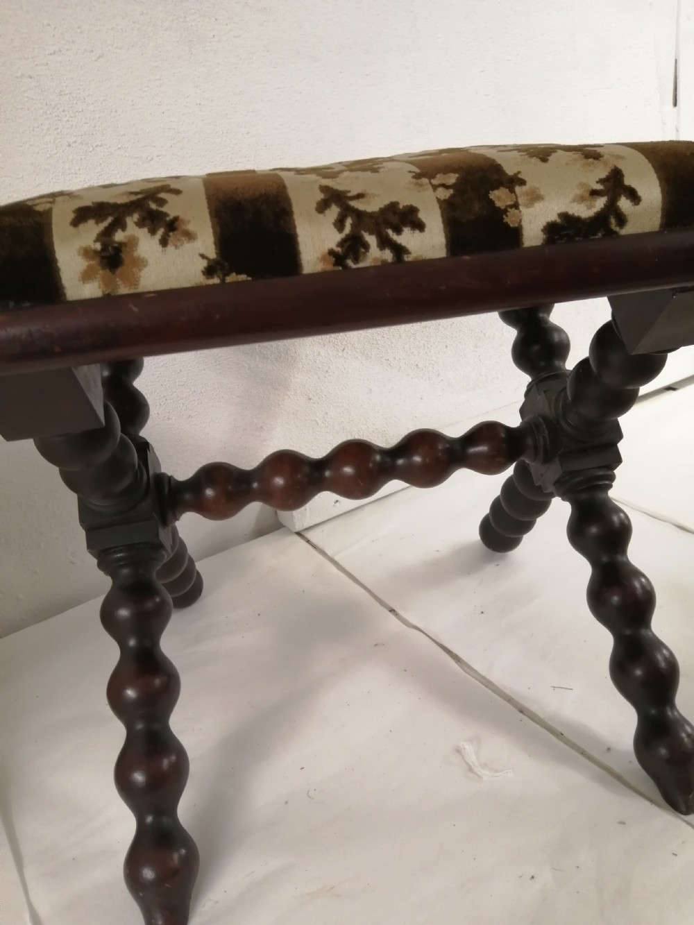 19c Bobbin stool in mahogany. View VI