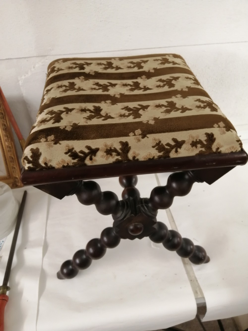 19c Bobbin stool in mahogany. View VII