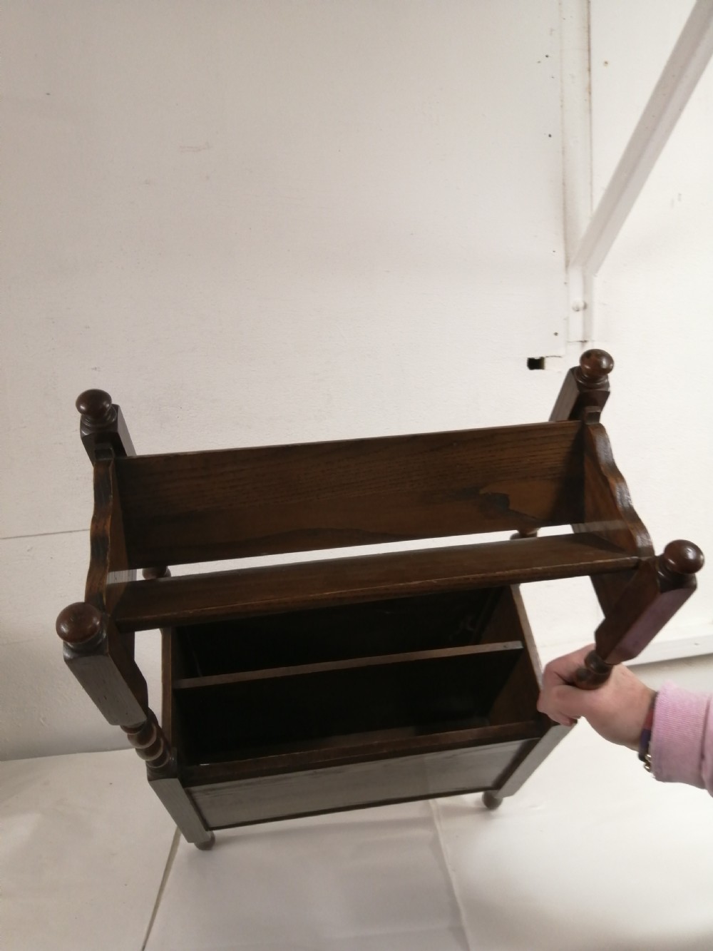 1920s book trough and magazine rack. View IV
