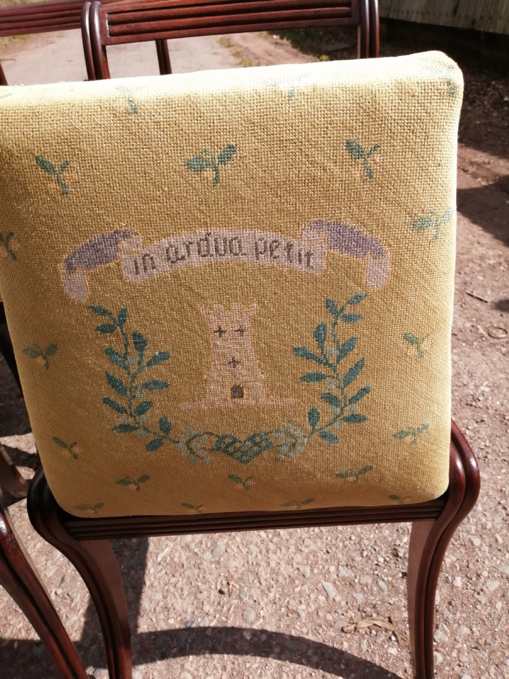 4 Regency chairs with fine needlework heraldic seats. View VII