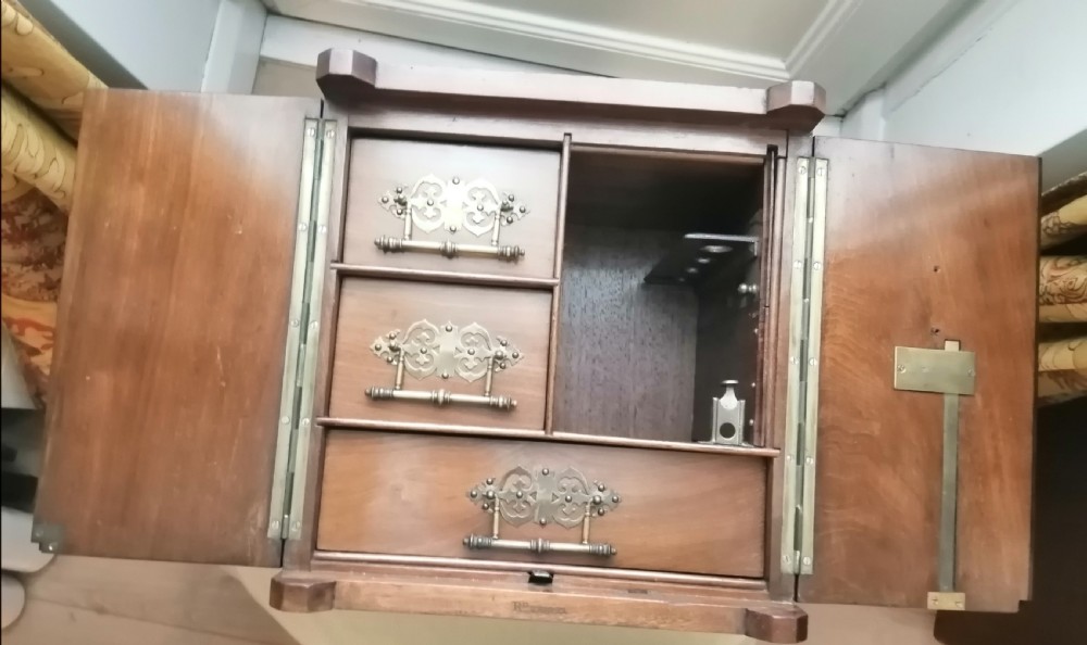 Victorian walnut table cabinet. humidor View II