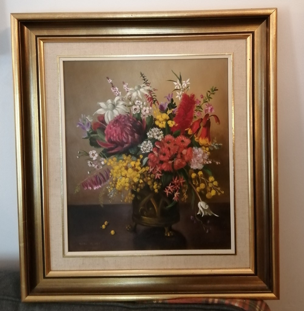 Still life flowers , oil on board. Listed artist. View IV