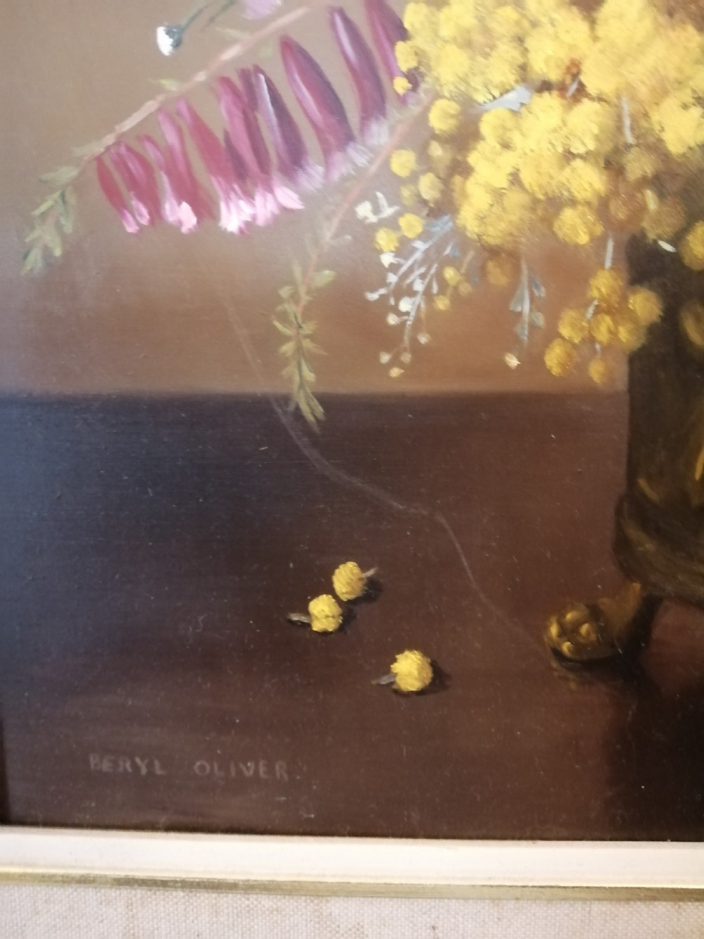 Still life flowers , oil on board. Listed artist. View V