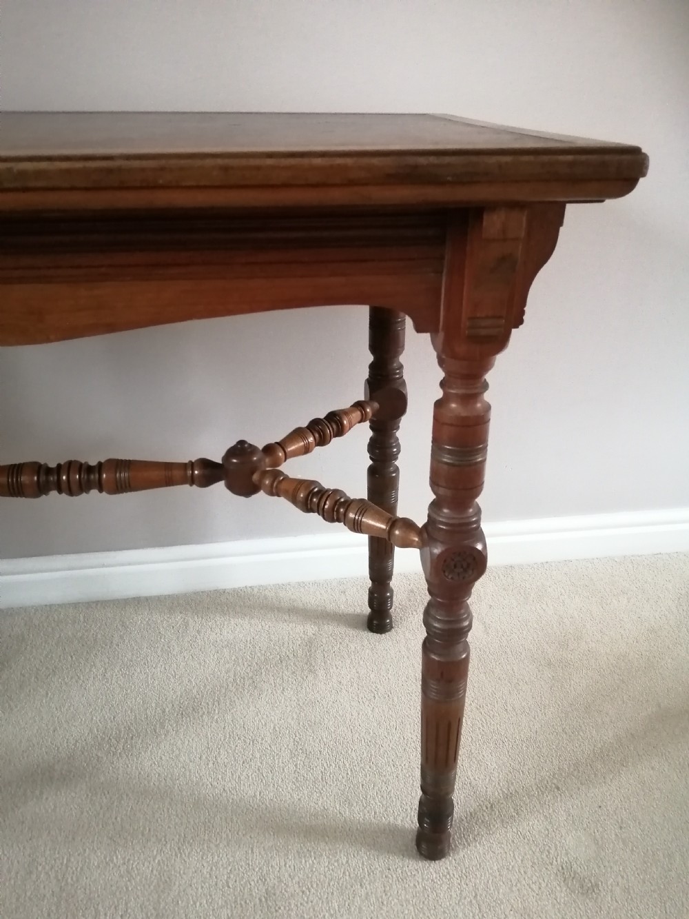 Victorian walnut arts and crafts writing table, by Gillow and Co. View III