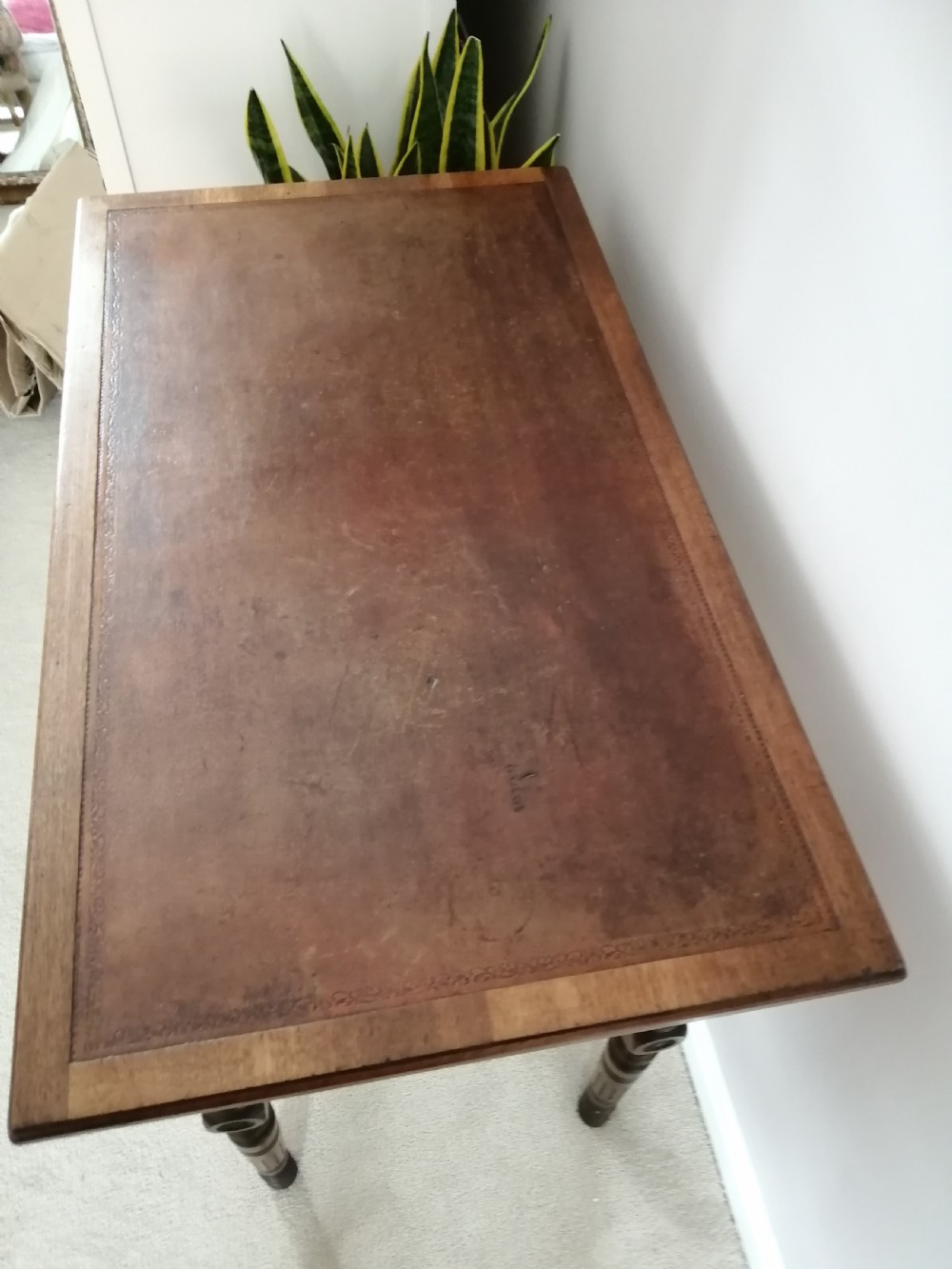 Victorian walnut arts and crafts writing table, by Gillow and Co. View VIII