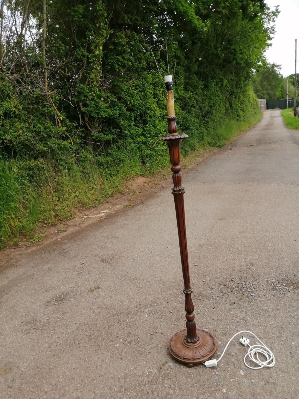 Antique Italian walnut standard lamp