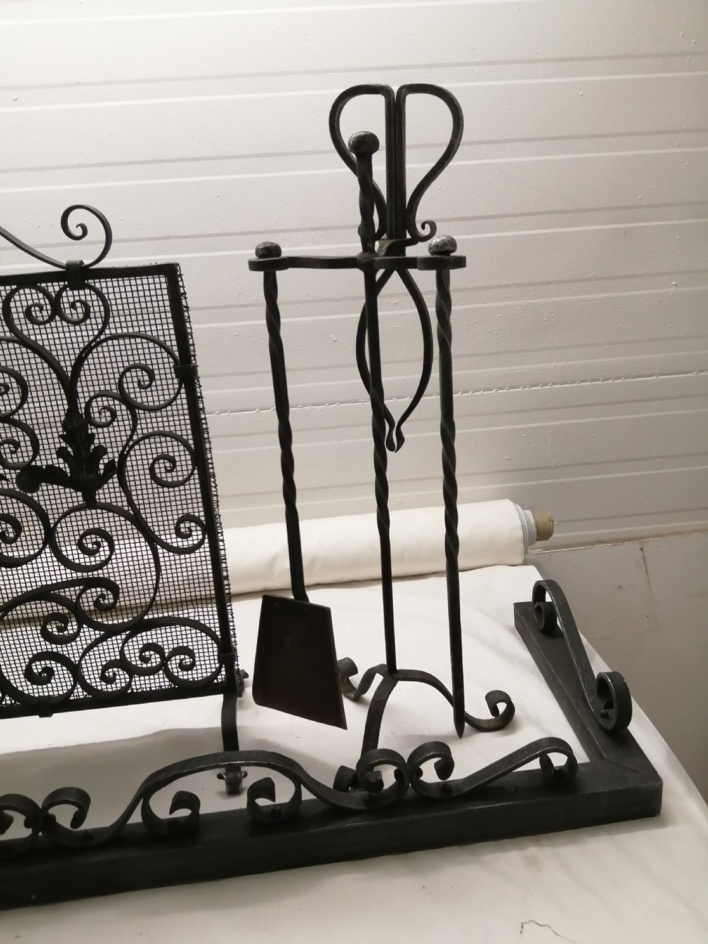 Antique blackened steel , complete fire set. View II