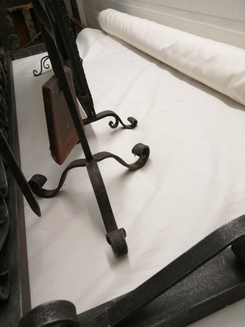 Antique blackened steel , complete fire set. View VII