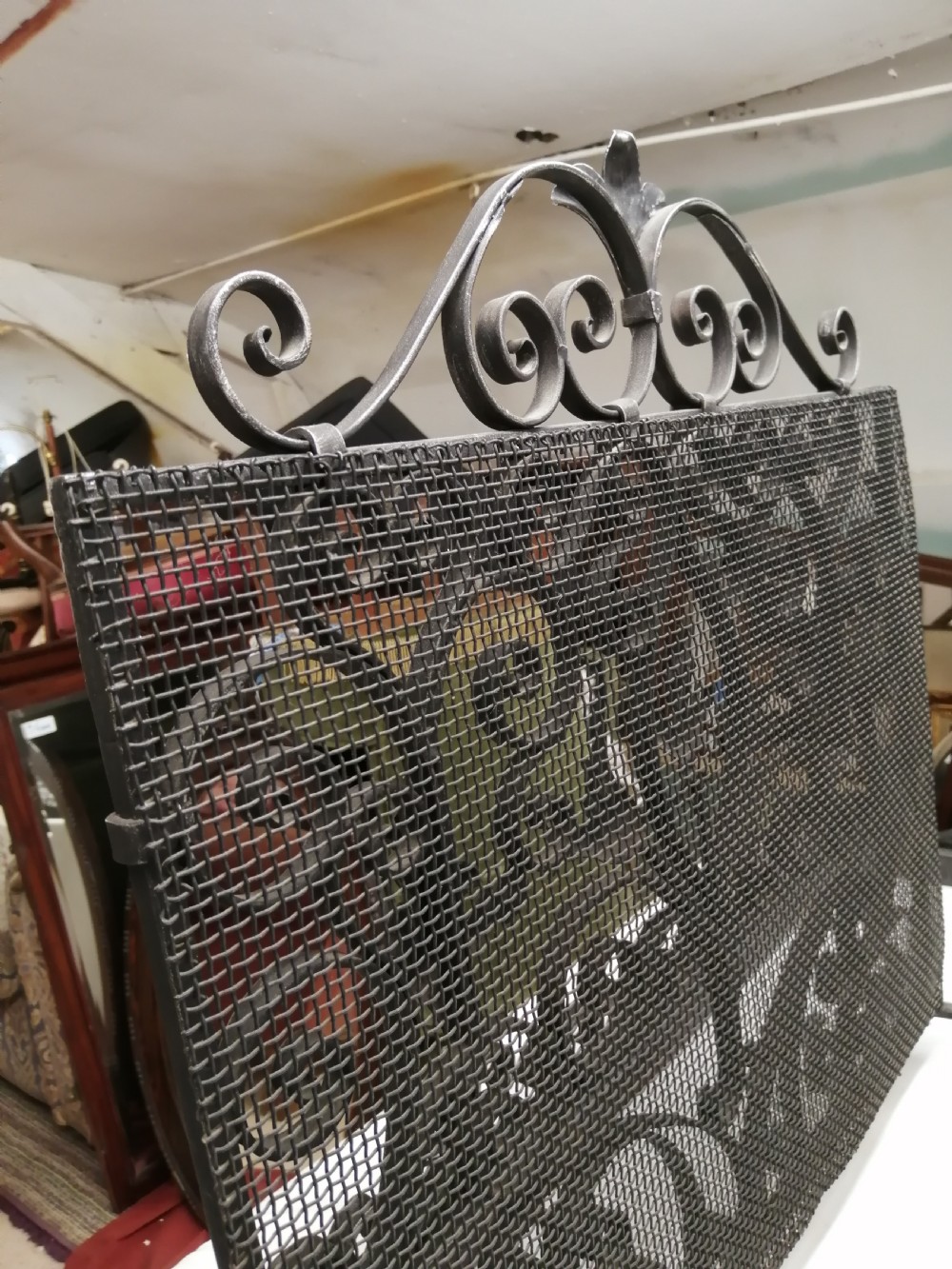 Antique blackened steel , complete fire set. View VIII
