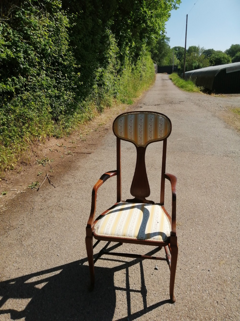 Arts and Crafts inlaid mahogany arm chair, possibly Scottish. View VII