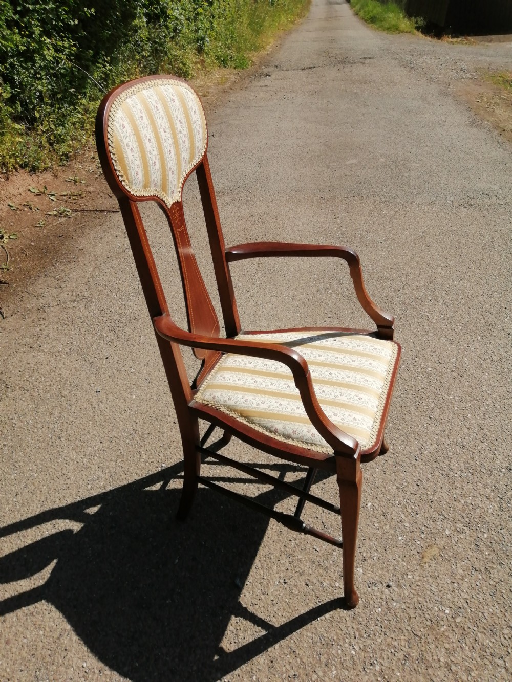 Arts and Crafts inlaid mahogany arm chair, possibly Scottish. View IX