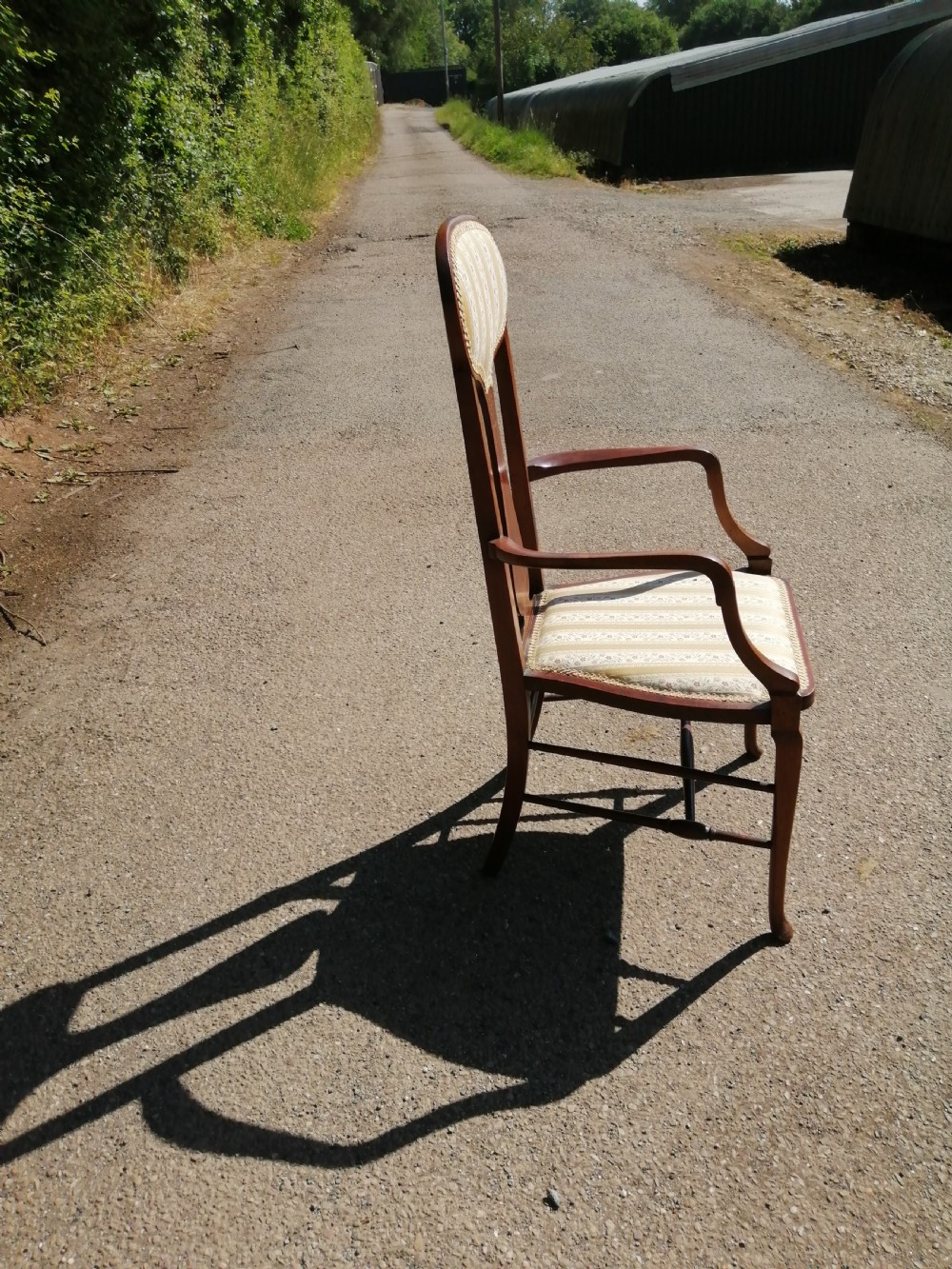 Arts and Crafts inlaid mahogany arm chair, possibly Scottish. View XI