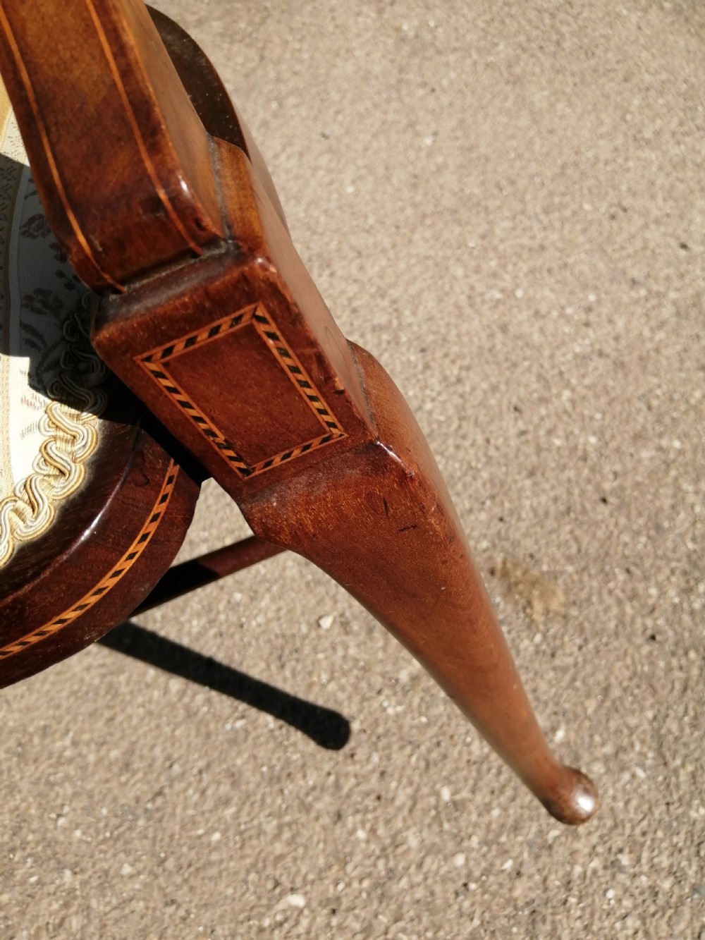 Arts and Crafts inlaid mahogany arm chair, possibly Scottish. View XIII
